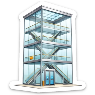 large glass elevator in shopping mall sticker