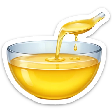 a bowl of yellow liquid, shiny, simple, clear sticker