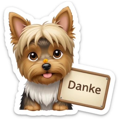 now make a yorkshire holding a sign danke sticker