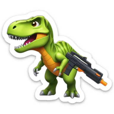 tyrannosaurus wuth nerf gun sticker