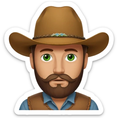 yellowstone dutton ranch cowboy with beard and green eyes sticker