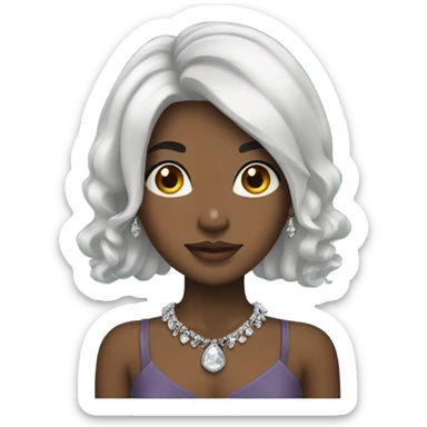 girl with black hair jewelry sticker