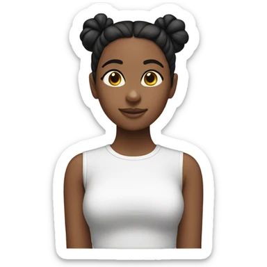 Girl with buns hair dark hair sticker
