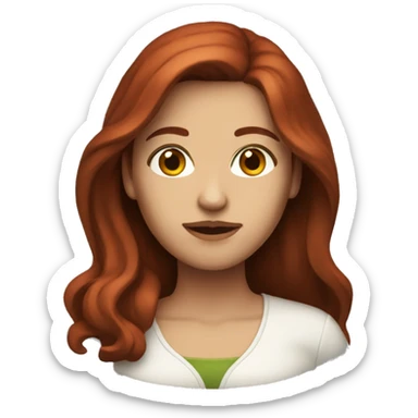 Woman that has brown eyes and Long Dark red hair playing on pc  sticker