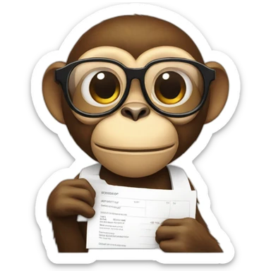 Monkey with specs and report card  sticker