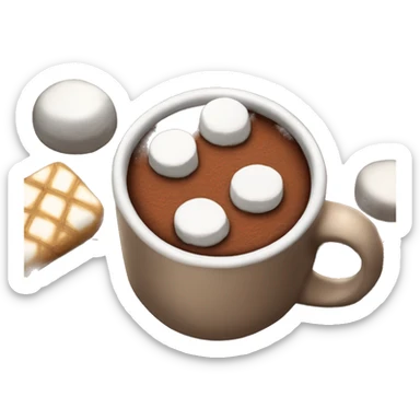 Cozy and realistic Christmas cacao with marshmallows and cookie  sticker