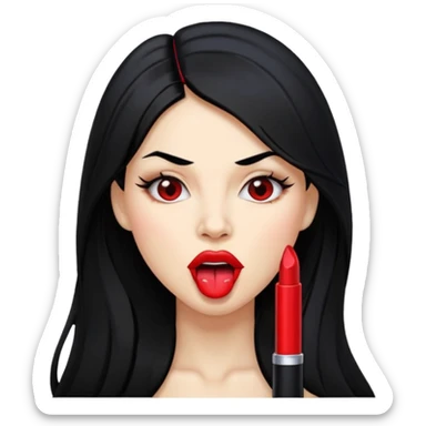 femme longs cheveux noire peau claire qui nargue en tirant la langue sticker