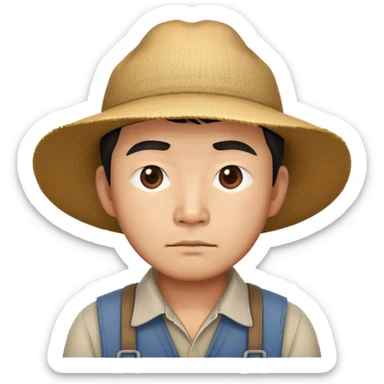 serious asian photorealistic farmer sticker