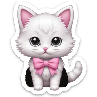 un gatito con un moño rosa sticker