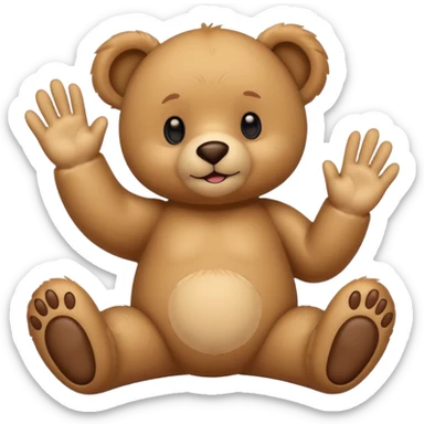 cute teddy bear sitting with legs stretched out, waving one paw, emoji style, text: 'so sweet of you.' sticker