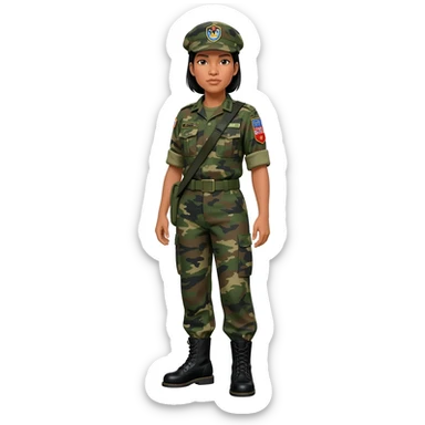 Filipino female soldier bdu 1990s with black combat boots without wearing bandolier sticker