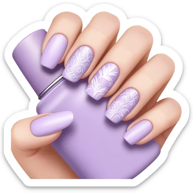 lilac pastel manicure with nail art designs sticker
