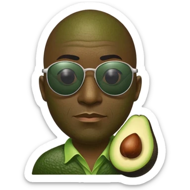 Avocado with the pit inside being a black bald man Wearing sunglasses sticker