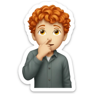 Red headed boy picking his nose sticker