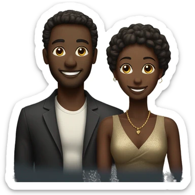 happy couple on dark background both African sticker