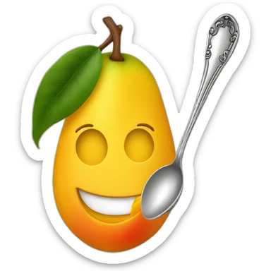 eating mango with a spoon sticker