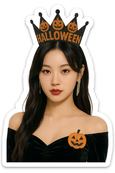 halloween kpop idol crown, sparkly and trendy, remove background sticker