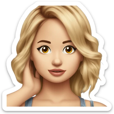 Debby Ryan tucking her hair behind her ear sticker