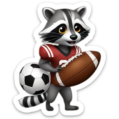 raccoon with a football sticker