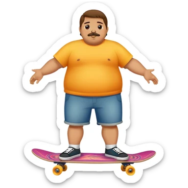 Full body chubby Mexican with a skateboard  sticker