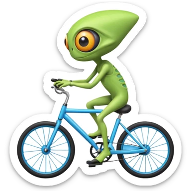 one-eyed alien riding a bicycle, large single eye, colorful skin, funny balance pose, cute sci-fi style, 3D cartoon, mobile game icon style, clean background, no text, no watermark
 sticker