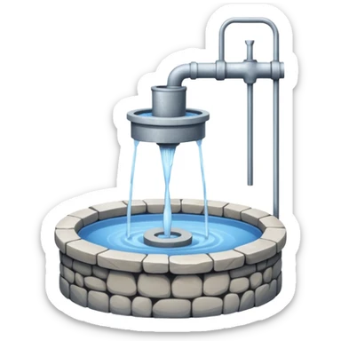 a minimalistic water well made out of stone sticker