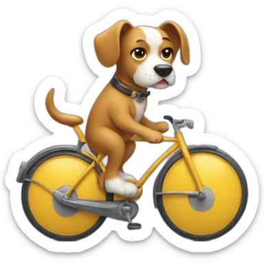 dog riding in a bike with the sad face sticker