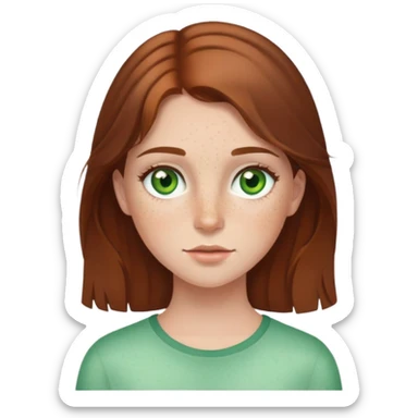 girl with brown hair green eyes and freckles sticker
