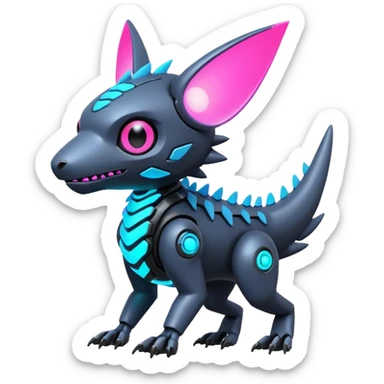  Neon glowing futuristic modern cyber-Fakémon-Digimon-Trico-creature sticker