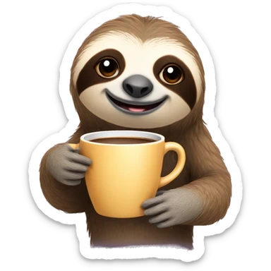 Sloth holding a coffee cup sticker