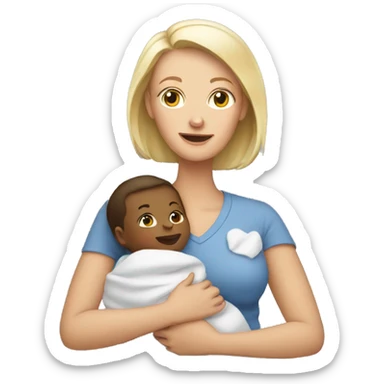 white mom holding baby sticker
