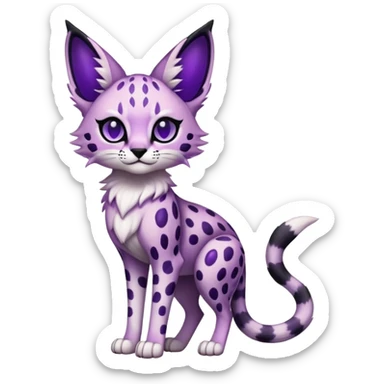 Kawaii Cute Edgy Black Purple White ethereal eldritch Serval-Fionbri-Vernid full body sticker