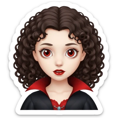 vampire brunette girl with curly, almost straight hair big sticker