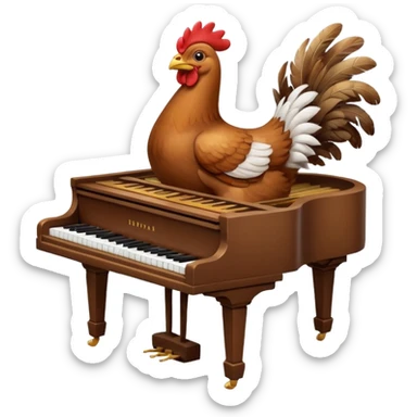 Chicken playing piano sticker