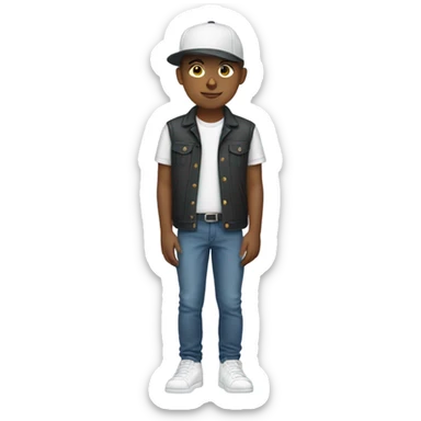 Full length teenager With a cap sticker