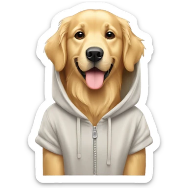 Golden retriever wearing hoodie ￼ sticker