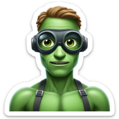 martian barman shirtless and goggles sticker