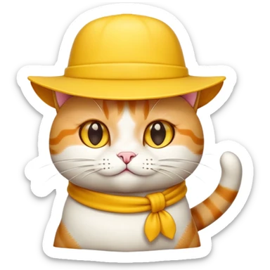 cheese cat wearing a yellow hat sticker