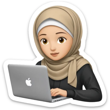 hijabi girl working on laptop sticker