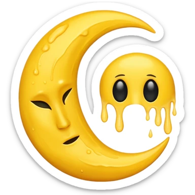 Melting waning crescent moon without any face and should in yellow colour remove the circle thing in bw sticker