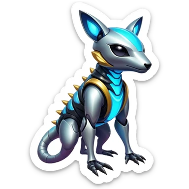 Shiny Epic Edgy Cool Colorful Vibrant Modern Futuristic Vernid-Protogen-creature-animal, full body  sticker