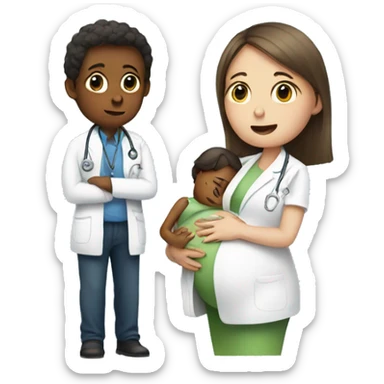 pregnant girl talking to a doctor sticker