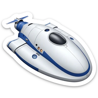  a simple spaceship with a rounded top and a flat or slightly cut-off bottom, similar to the CST-100 shape. Keep the design smooth and minimalistic, with no complex details. Use a plain background. sticker