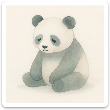 sad panda, watercolor art style sticker