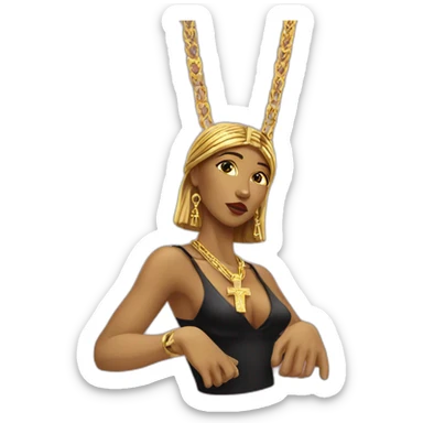 gold necklace with ankh with bkack woman sticker