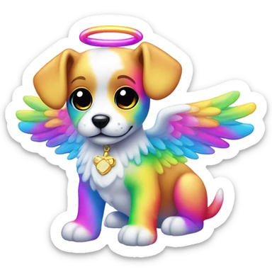 Lisa frank rainbow puppy with angel wings sticker