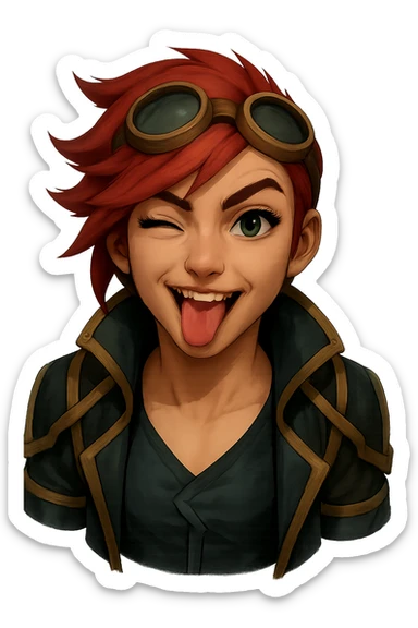 Change the expression of the character to cheeky tongue out, keeping the style and appearance the same, inspired by playful Minecraft-style expressions. Transparent background. sticker