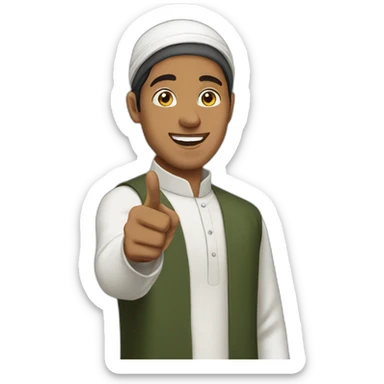 young muslim man pointing sticker