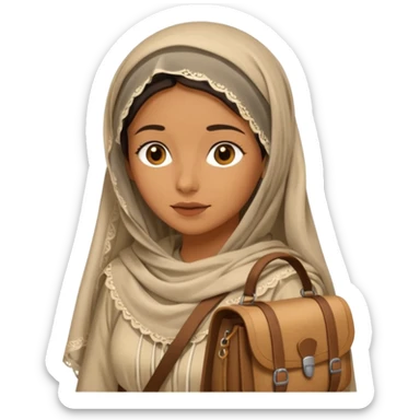 Woman + veil + satchel,Desert Nomads. sticker