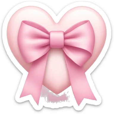 Pale pink heart with pastel pink ribbon bow sticker